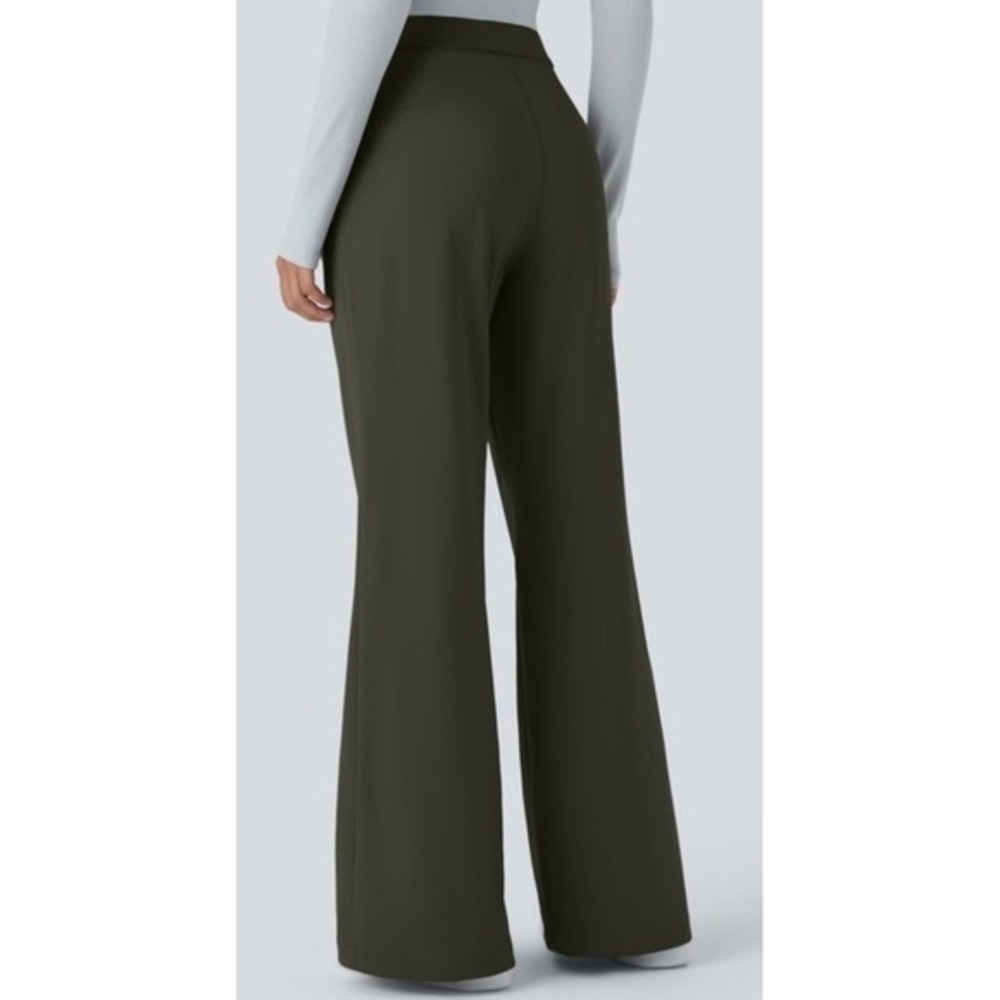 Halara Flex DayStretch High Waisted Pocket Straight Leg Work Pants Green‎ Size M - Picture 2 of 6